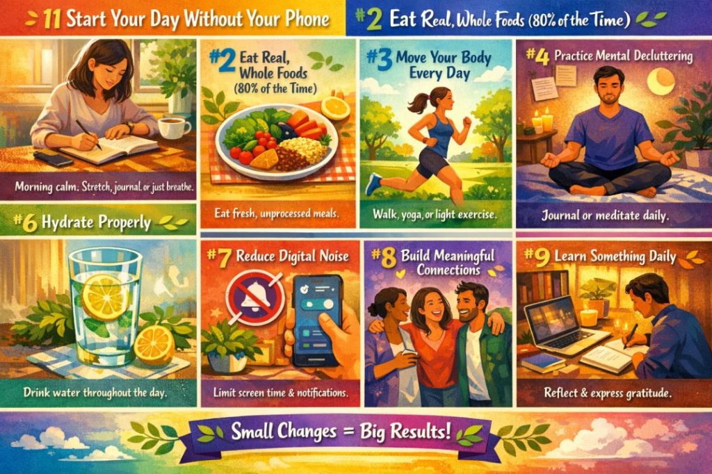 10 Daily Lifestyle Upgrades That Can Completely Change Your Health, Happiness, Balance, and Purpose.